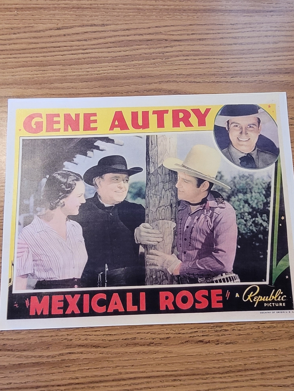Gene Autry "Mexicali Rose" Vintage Poster - Yellow, Red, Black 11 X 14